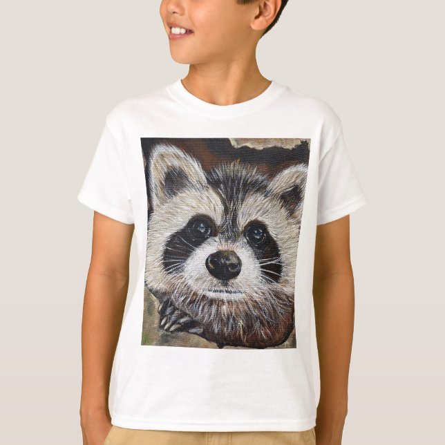 T-shirt Pintura do Raccoon (Frente)