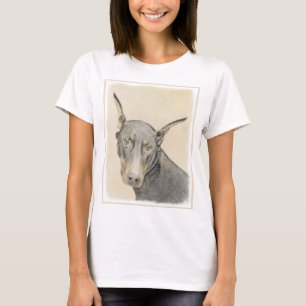 T-shirt Pintura Doberman Pinscher - Arte Original para Cac