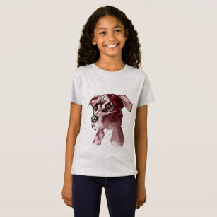 T-shirt Pintura monocromática da aguarela do cão do