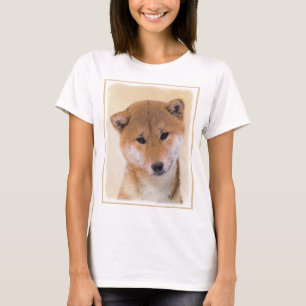 T-shirt Pintura (vermelha) de Shiba Inu - arte original do
