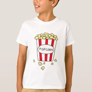 T-shirt Pipoca de Cinema Divertido no Balde Branco Vermelh