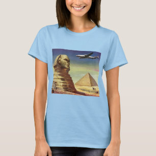 T-shirt Pirâmides Vintage, Esfinge Excelente de Giza, Egit