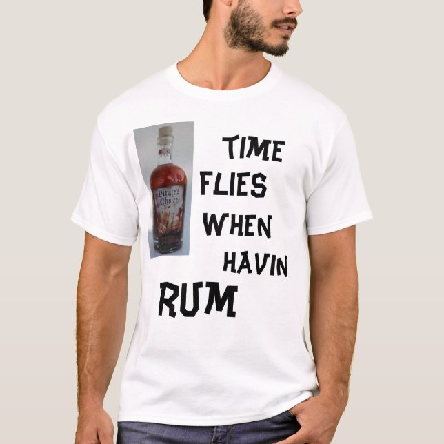 T-shirt pirat4e, tempo, moscas, quando, havin, rum (Frente)