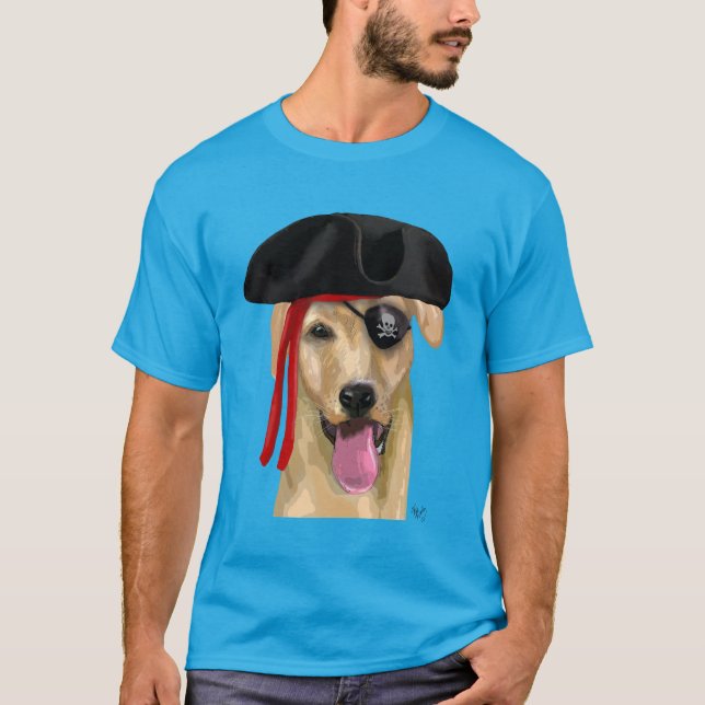 T-shirt Pirata do Labrador Amarelo 2 (Frente)