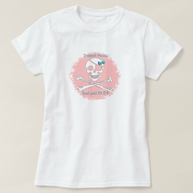 T-shirt Pirata imediato cor-de-rosa (Frente do Design)