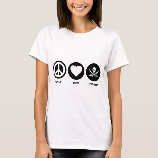 T-shirt Piratas do amor da paz (Frente)