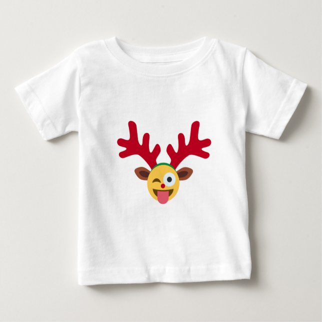 T-shirt piscar os olhos emoji de renas do xmas (Frente)