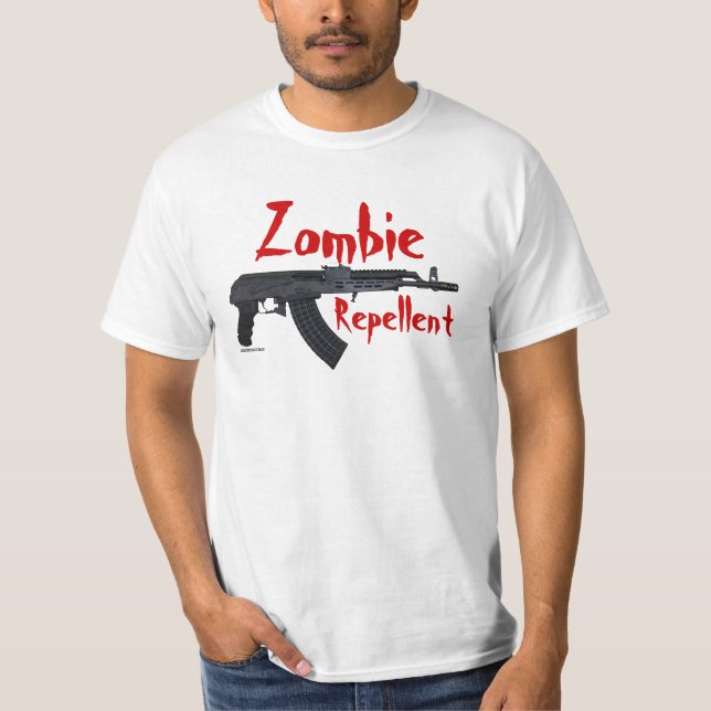T-shirt Pistola de AK - Repellent do zombi (Frente)