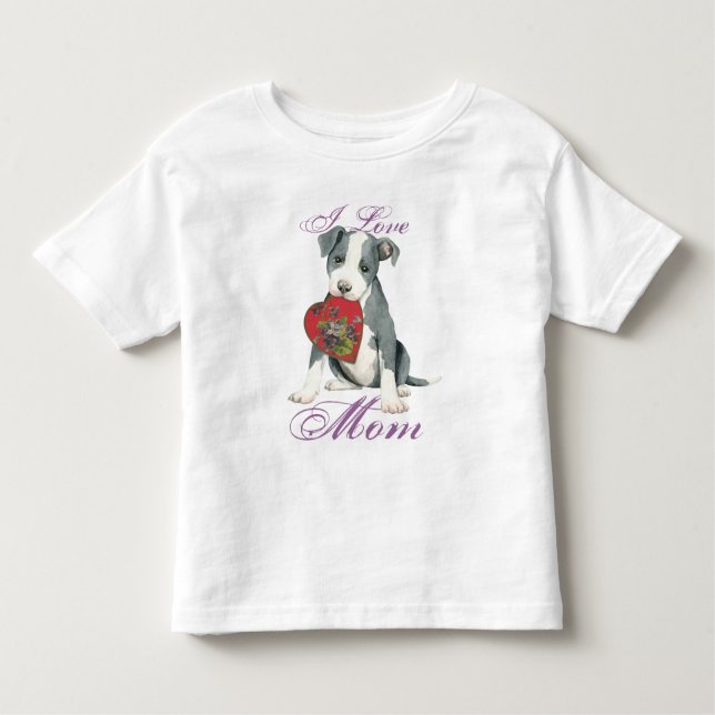 T-shirt Pit Bull Heart Mãe (Frente)