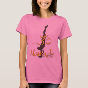 T-shirt PixDezines Pose de parada de mãos/Namaste/Om