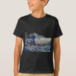 T-shirt PixDezines Vintage, Excelente Wave, Hokusai 葛 飾 北<br><div class="desc">PixDezinves Vintage da arte japonesa. A onda Excelente de Kanagawa é uma das mais vistas do mundo. O artista Hokusai, 1832 (Período Edo). Representando o okinami como as ondas do excelente, NÃO tsunami. com. Todos os direitos reservados.</div>