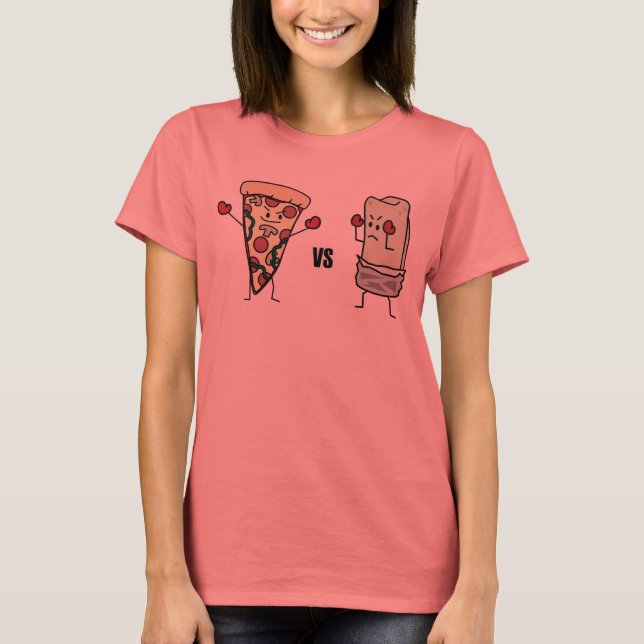T-shirt Pizza de Pepperoni CONTRA o Burrito: Mexicano (Frente)
