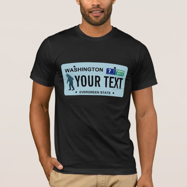 T-shirt Placa de Licença de Washington Sasquatch (Frente)