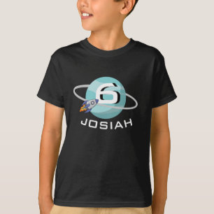T-shirt Planeta e nave espacial, aniversário