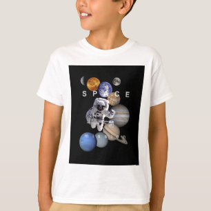 T-shirt planetas do sistema solar de missão espacial astro