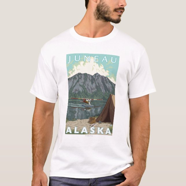 T-shirt Plano de Bush & pesca - Juneau, Alaska (Frente)