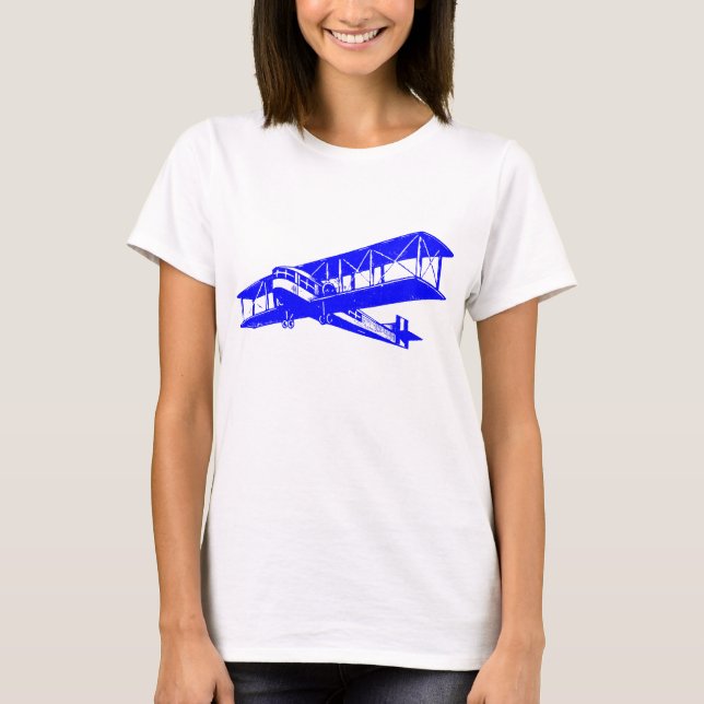 T-shirt Plano de Vintagem - Azul (Frente)