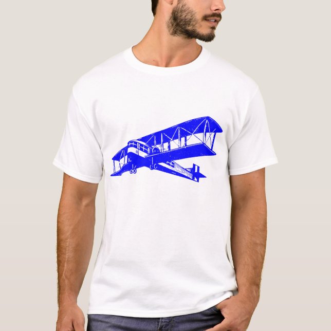 T-shirt Plano de Vintagem - Azul (Frente)