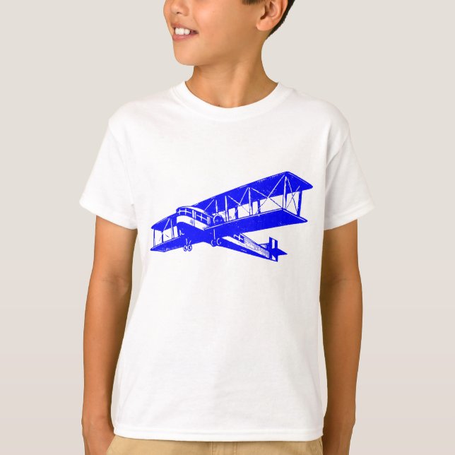 T-shirt Plano de Vintagem - Azul (Frente)
