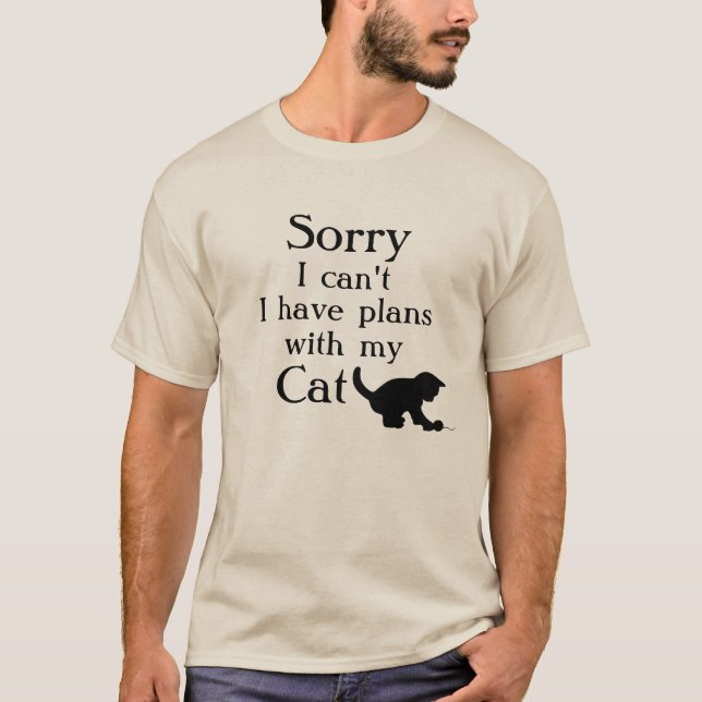 T-shirt Planos pesarosos com o gato (Frente)