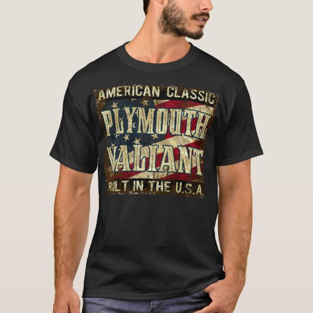 T-shirt Plymouth valente - carro clássico construído nos (Frente)