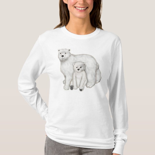 T-shirt Polar Bear Mãe e Cub (Frente)
