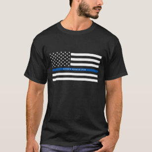 T-shirt Policial Thin Blue Line American Flag Add Name