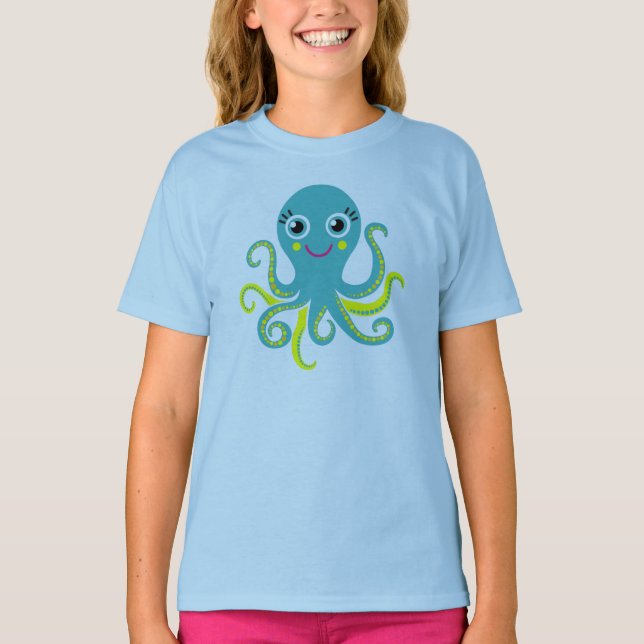 T-shirt Polvo azul e amarelo (Frente)