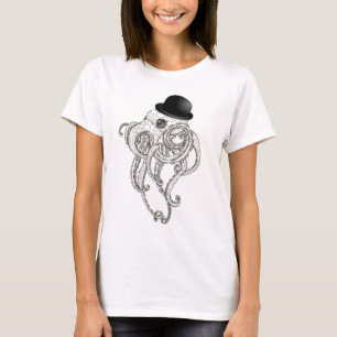 T-shirt polvo bonito no tshirt do steampunk do chapéu de
