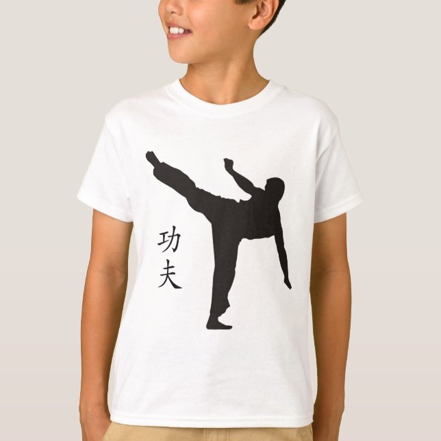 T-shirt Pontapé/Kanji altos de Kung Fu (Frente)