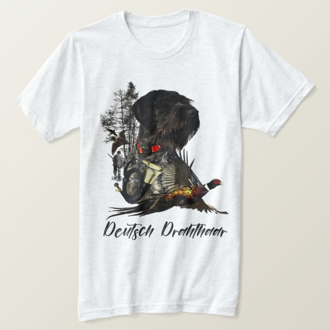 T-Shirt Ponteiro Wirehaired Alemão (Frente do Design)