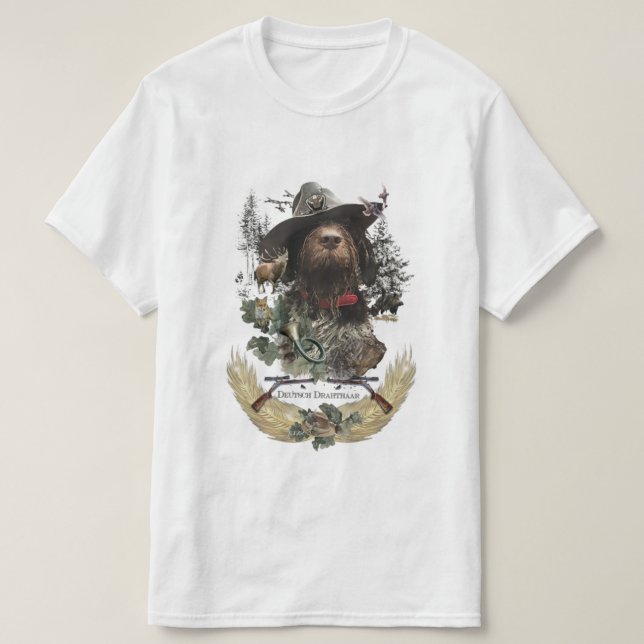T-Shirt Ponteiro Wirehaired Alemão (Frente do Design)