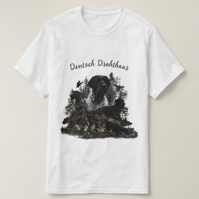 T-Shirt Ponteiro Wirehaired Alemão (Frente do Design)