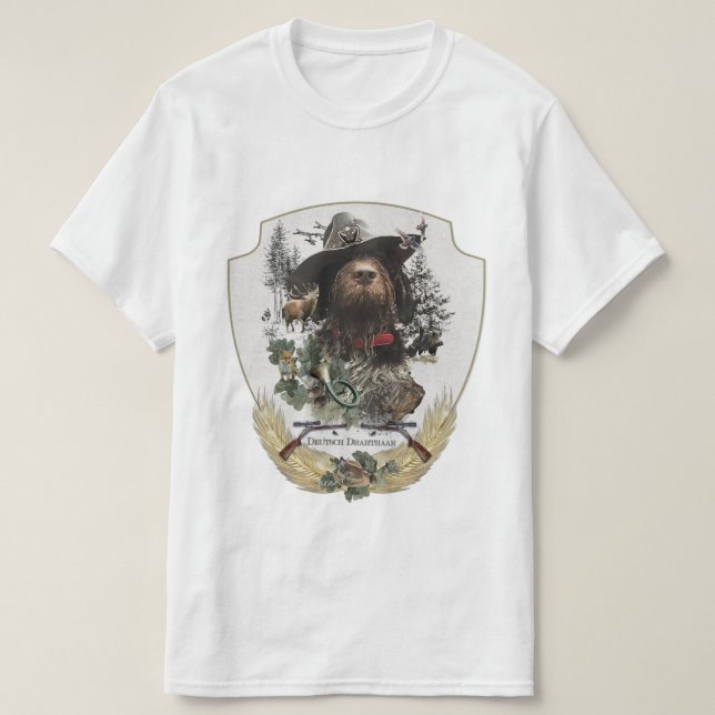 T-Shirt Ponteiro Wirehaired Alemão (Frente do Design)