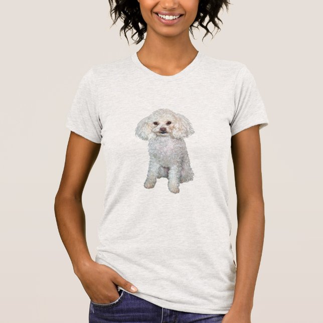 T-shirt Poodle - Mín ou brinquedo - Branco #2 (Frente)