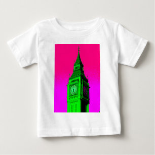 T-shirt Pop Art Big Ben London Viagem cor-de-rosa verde