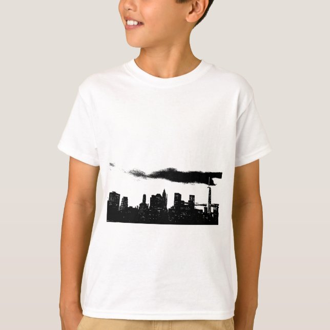 T-shirt Pop Art Black White NYC Nova Iorque (Frente)