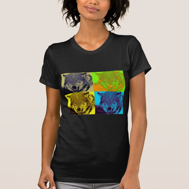 T-shirt Pop Art Cinza Wolf (Frente)