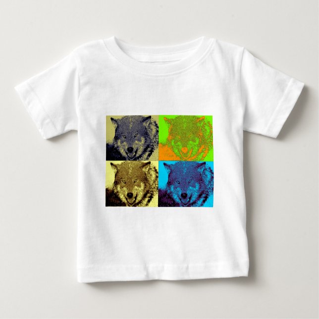 T-shirt Pop Art Cinza Wolf (Frente)