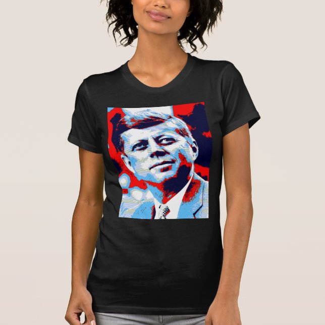 T-shirt Pop Art JFK John F. Kennedy Red Blue (Frente)