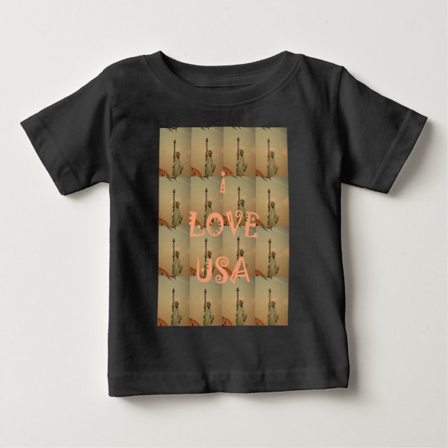 T-shirt Pop-Art Patriótico: "I Love USA" Graphic Art Desig (Frente)