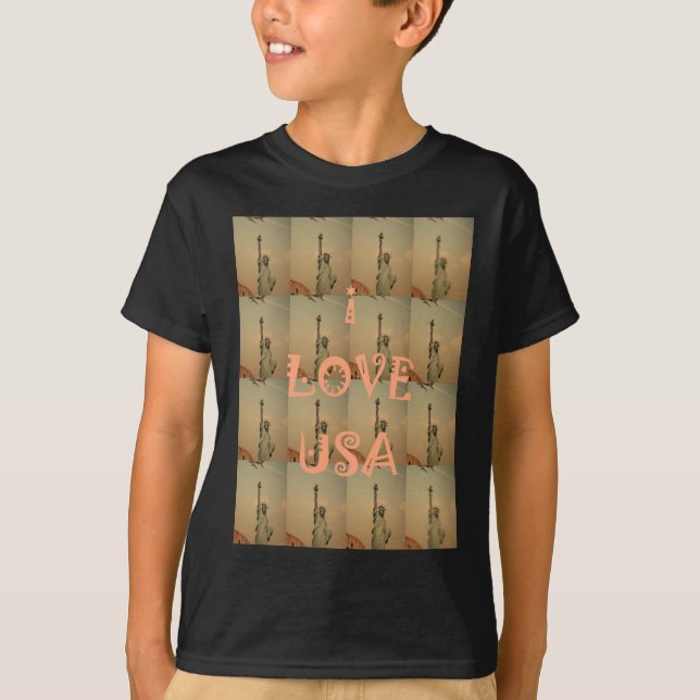 T-shirt Pop-Art Patriótico: "I Love USA" Graphic Art Desig (Frente)