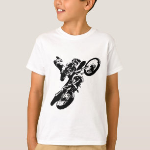 T-shirt Pop de Arte Branca Negra Motocross Motorcyesporte