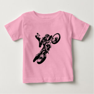T-shirt Pop de Arte Branca Negra Motocross Motorcyesporte