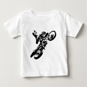 T-shirt Pop de Arte Branca Negra Motocross Motorcyesporte