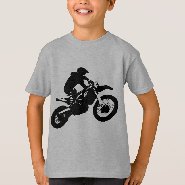 T-shirt Pop de Arte Branca Negra Motocross Motorcyesporte (Frente)
