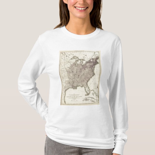 T-shirt População 1850 dos E.U. (Frente)