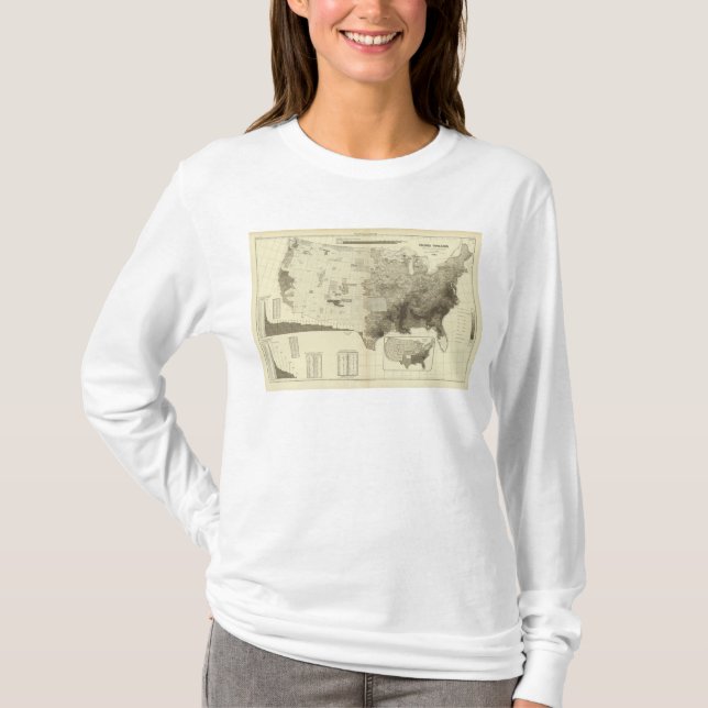 T-shirt população codificada cor por condados (Frente)