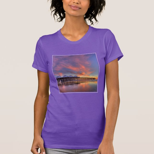 T-shirt Por do sol de cristal do cais (Frente)