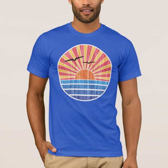 T-shirt Por do sol retro do oceano (Frente)